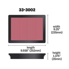 Load image into Gallery viewer, K&N Engine Air Filter Washable 33-3002 for Isuzu Dmax, Mux 2012-Up, Mazda BT50 2020-Up