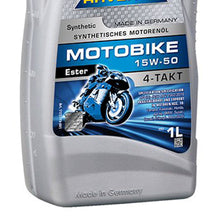 Load image into Gallery viewer, Ravenol Synthetic with Ester Motobike 4T Ester 15W50 1 Liter