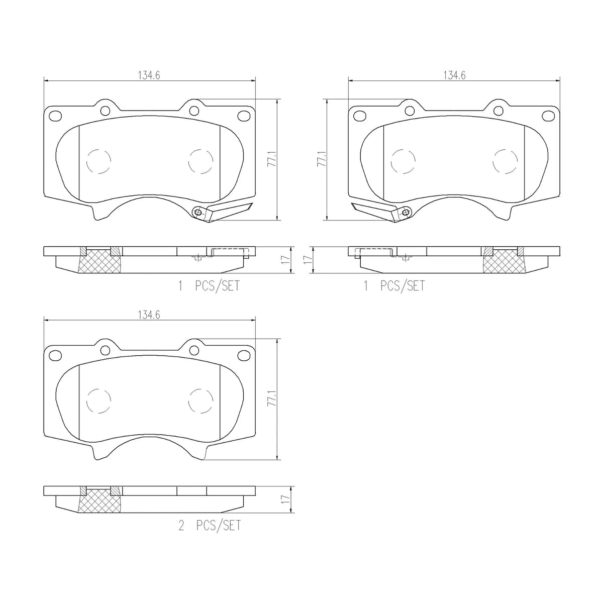 Brembo Front Ceramic Brake Pad P83102N for Toyota Fortuner 2016-, Hilux 2016-Up