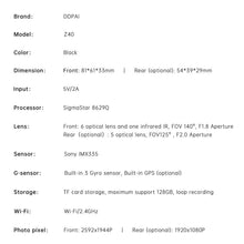 Load image into Gallery viewer, DDPAI Dashcam Z40 + Rear Cam 1944P 3K UHD Resolution