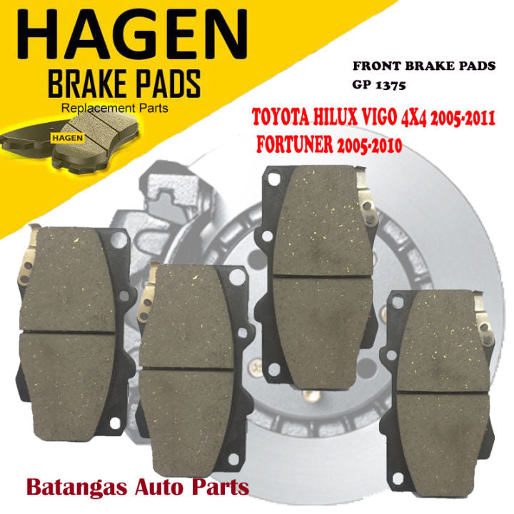 Hagen Front Brake Pad GP1375 for Toyota Hi-lux Vigo 4x4 '05-11, Fortuner '05-10