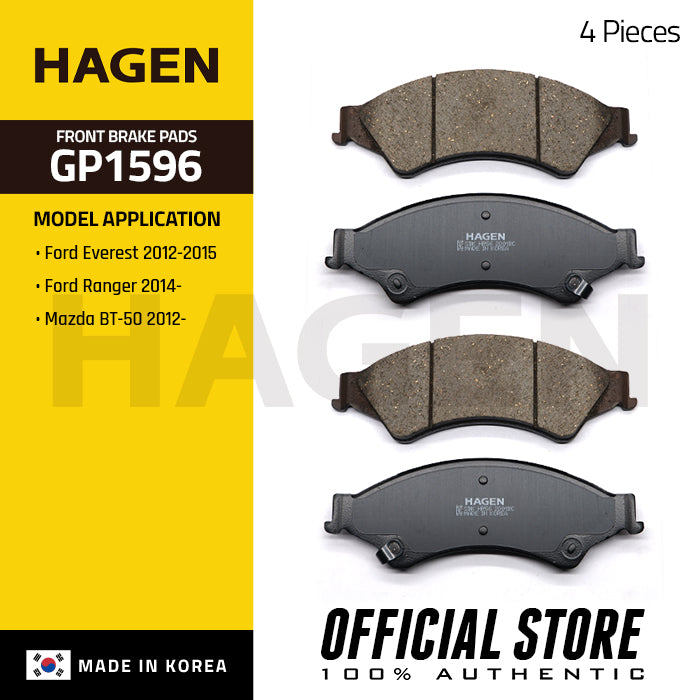 Hagen Front Brake Pad GP1596 for Ford Ranger '12-14, Ford Everest '12-15, Mazda BT-50 '12-up