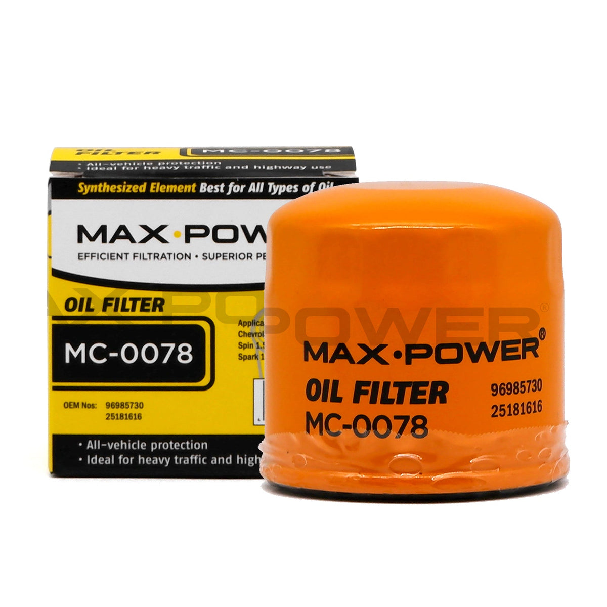 Max Power Oil Filter MC-0078 for Chevrolet Spin 2015, Spark 2009-2015, MG ZS 2022-Up