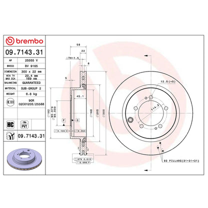 Brembo Rear Rotor Disc 09.7143.31 for Mitsubishi Lancer Evolution
