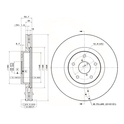 Brembo Front Rotor Disc 09.7812.21 for Subaru Impreza WRX STI GRB 2007-2014