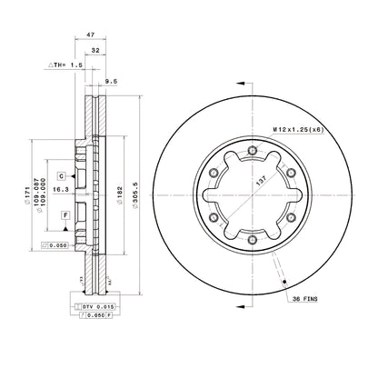 Brembo Front Rotor Disc 09.A055.10 for Nissan Patrol Y61 2000-2018