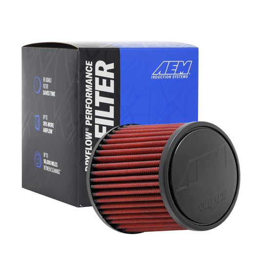 AEM Universal Air Filter Cone Type Washable 21-2011DK 2.5" Inlet, 5" Height