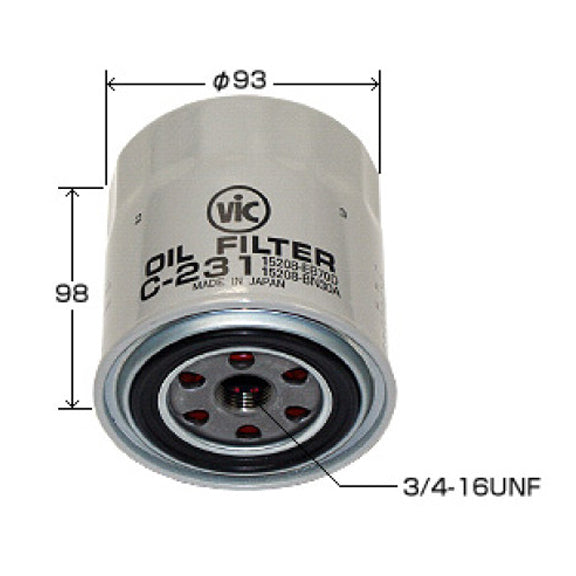 VIC Oil Filter C-231 for Nissan Navara, Terra, NV350
