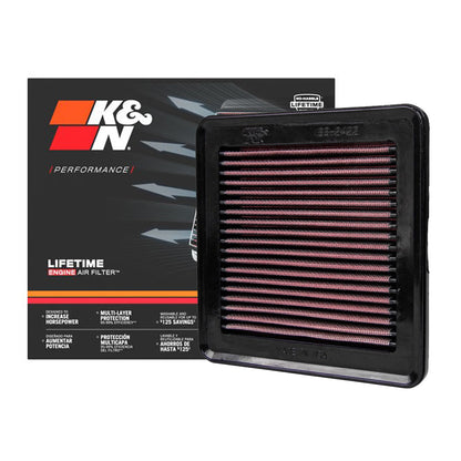 K&N Engine Air Filter Washable 33-2422 for Honda Amaze 2013-2018, Brio, 2011-2024, Jazz, Fit 2008-2015, City, 2008-2013, Mobilio 2014-2020