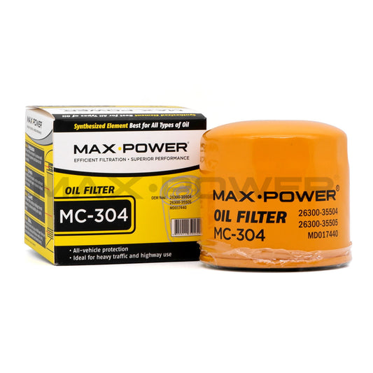 Max Power Oil Filter MC-304 for Hyundai Accent, Tucson, Sonata, Elantra, Getz Gas, Kia Rio, Sportage, Soul, Sorento Gas