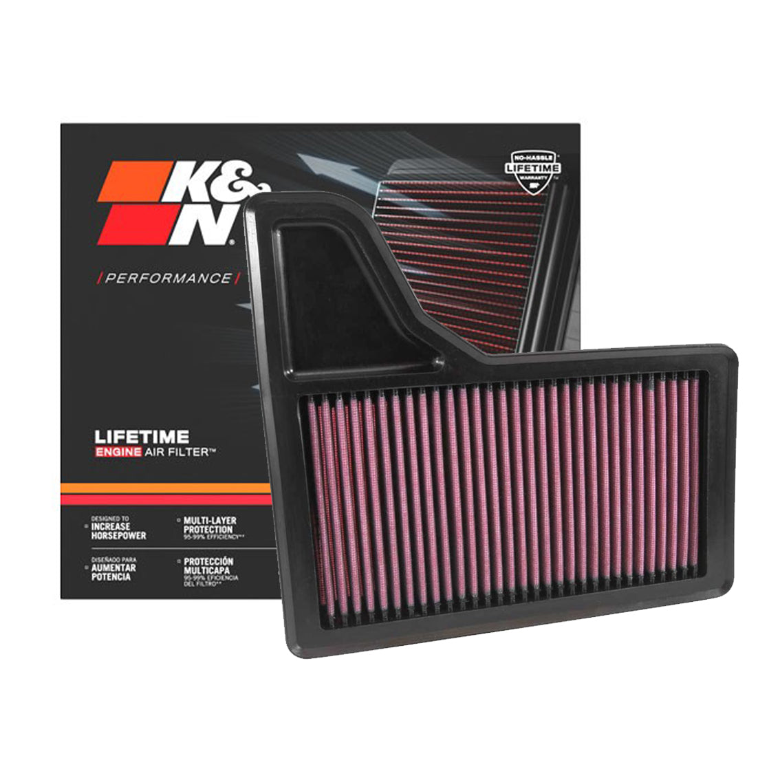 K&N Engine Air Filter Washable 33-5029 for Ford Mustang 5.0 V6, V8 2015-2020