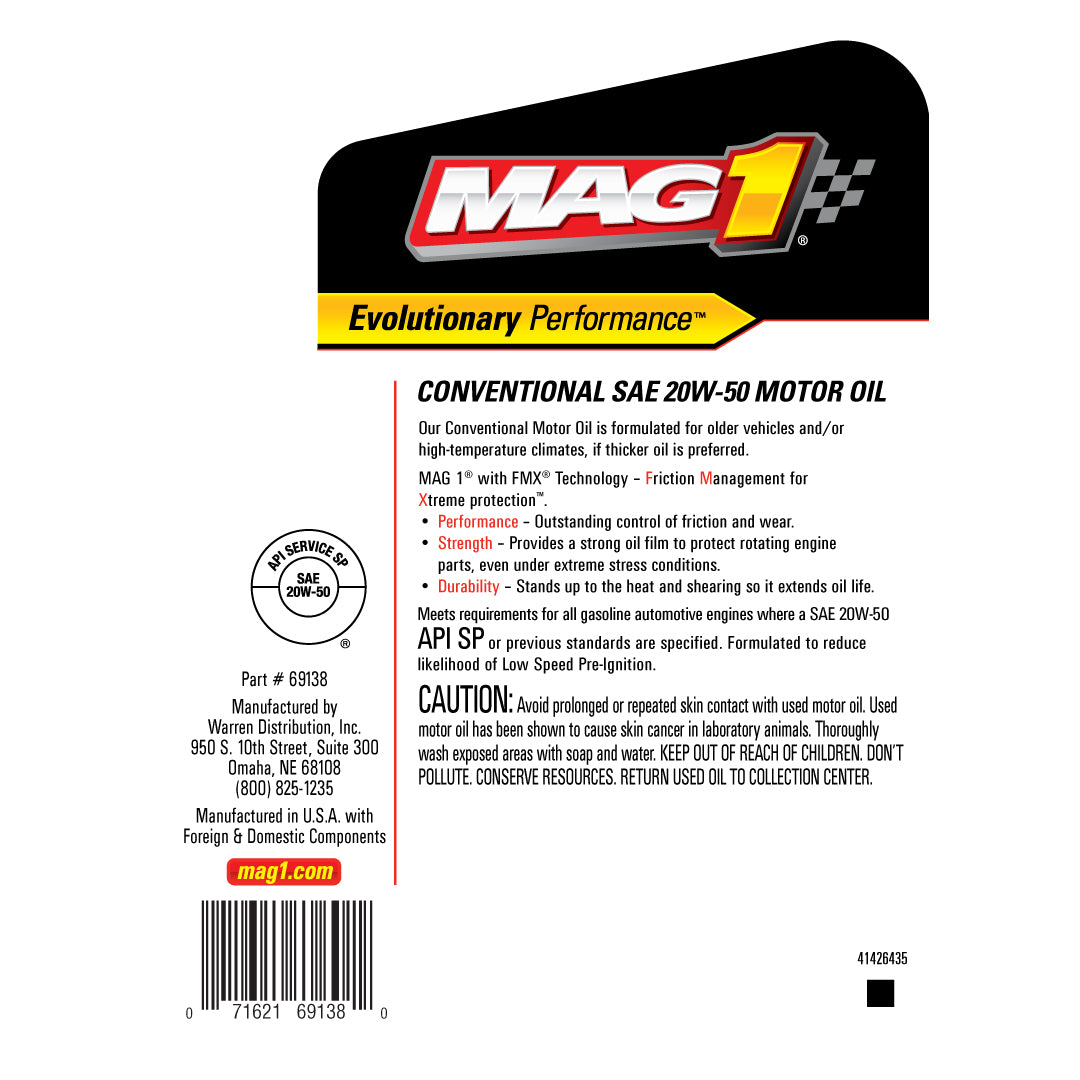 MAG1 20W-50 API SP/SN PLUS+GF-5 Motor Oil 1gal/3.79L