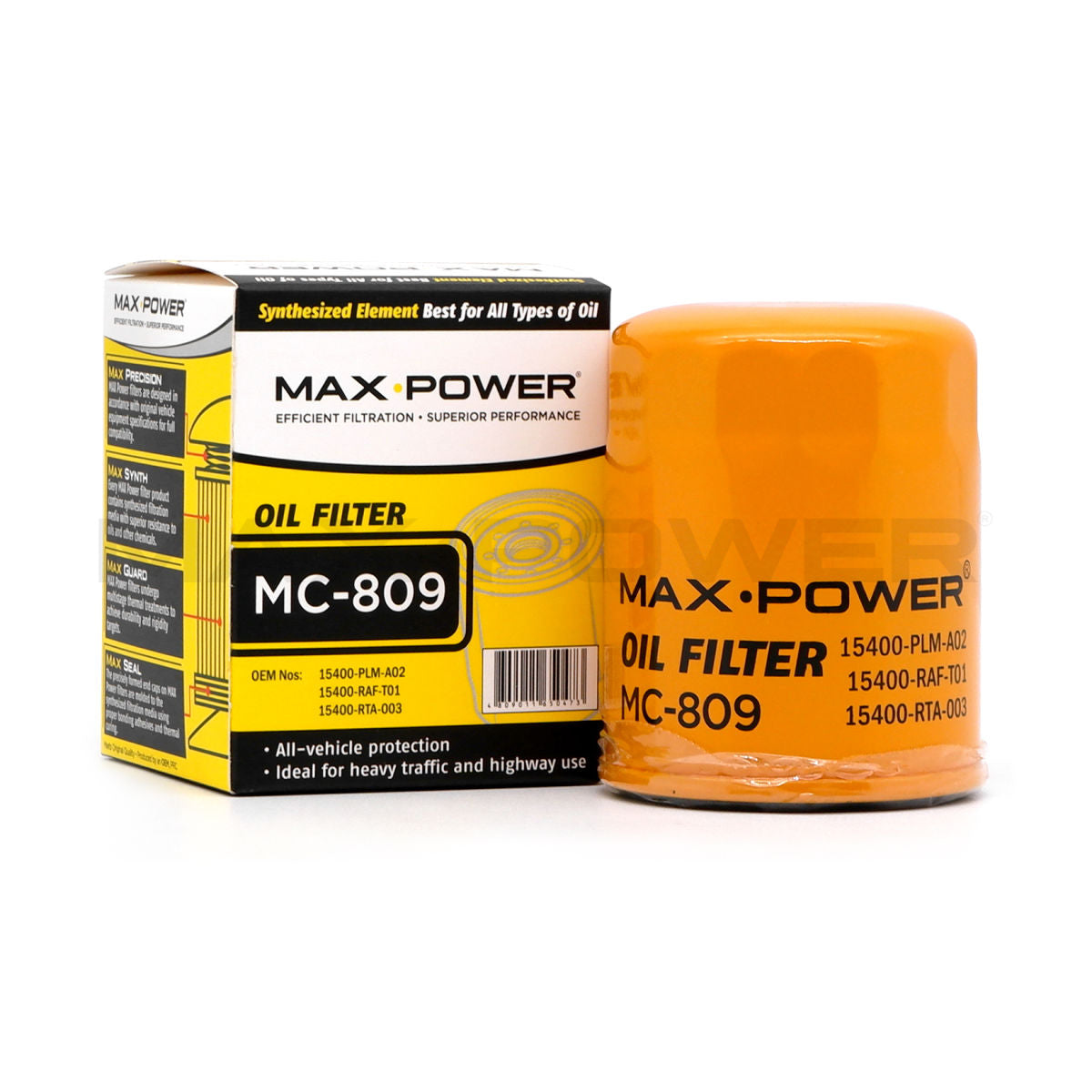 Max Power Oil Filter MC-809 for Honda City, Civic, CRV, BR-V, Brio, CR-Z, Fit, HRV, Mobilio, Odyssey