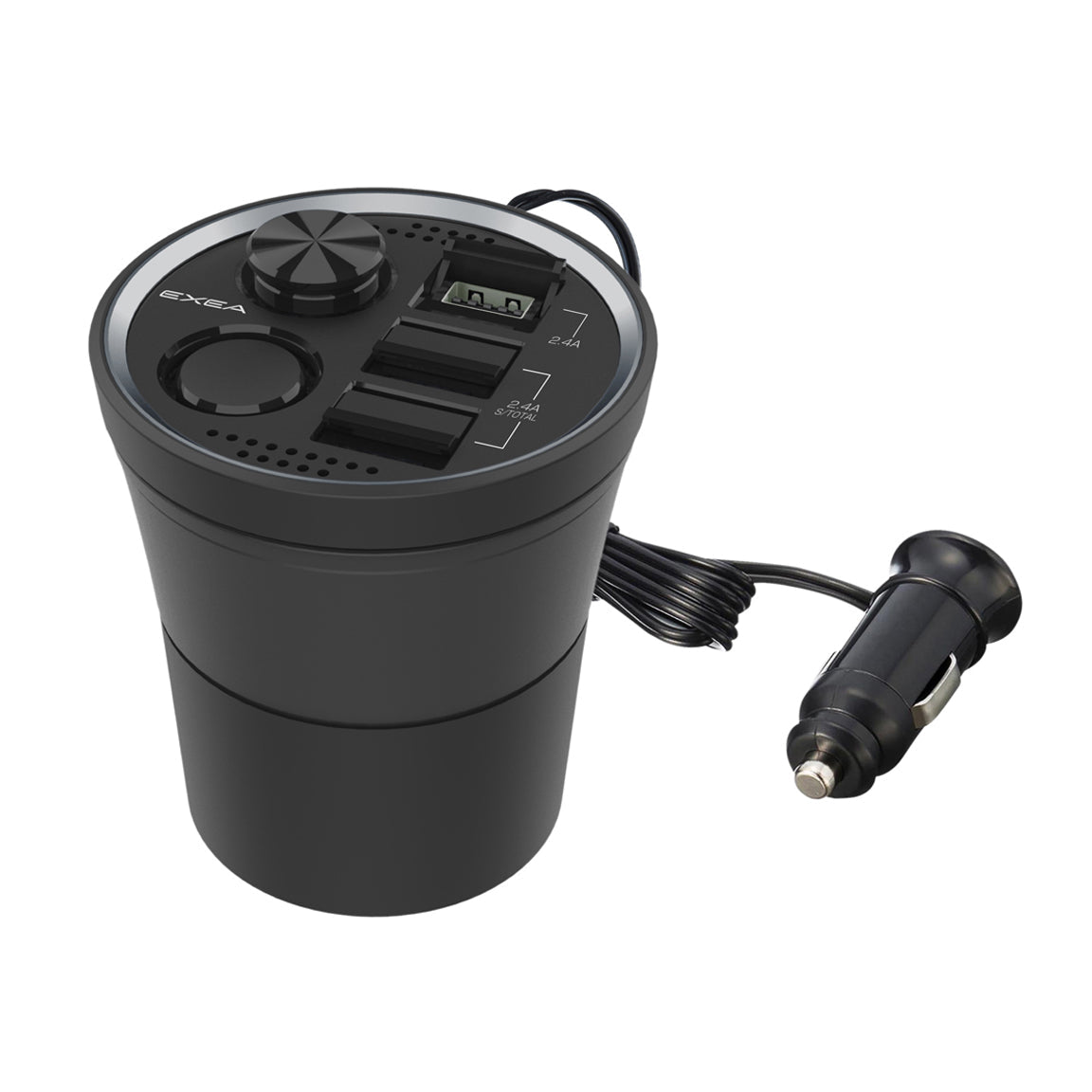 Exea Car Cup Charger with USB and Socket