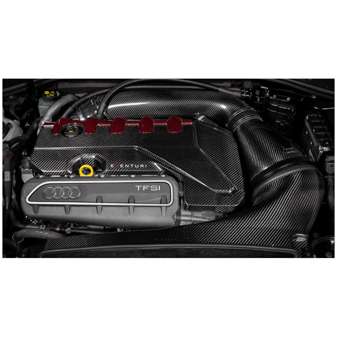 Eventuri Carbon Fiber Black and Red Engine Cover for Audi RS3 Gen 2 / TTRS 8S