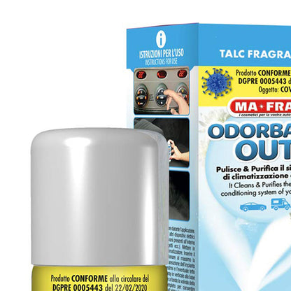 Ma-Fra Odorbact Out Car Aircon Sanitizer in Color Box Talc Scent 150ml
