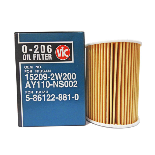 VIC Oil Filter Element Type O-206 for Nissan Patrol 3.0, Urvan Estate