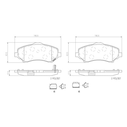 Brembo Front Ceramic Brake Pad P11022N for Jeep Wrangler JK 2007-2018