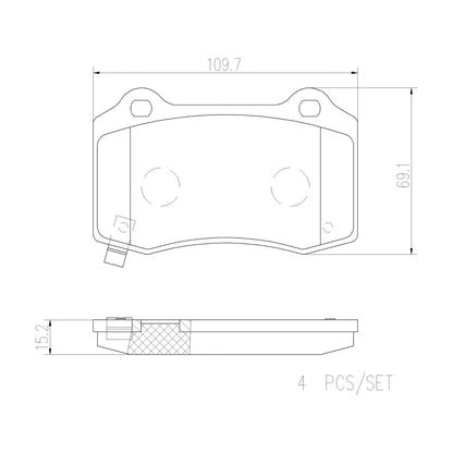 Brembo Rear Ceramic Brake Pad P11024N for Jeep Grand Cherokee, Chrysler 300C, Dodge Challenger, Charger