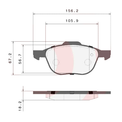 Brembo Front Ceramic Brake Pad P24061N for Ford Ecosport 2014-2021, Focus 2005-2019, Mazda 3 2004-2013