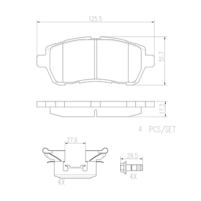 Brembo Front Ceramic Brake Pad P24072N for Ford Fiesta 2008-2017, Mazda 2 2007-2014