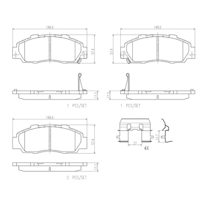 Brembo Rear Ceramic Brake Pad P28026N for Honda Integra 1994-2006, Odyssey 2014-2021, Prelude 1992-2001