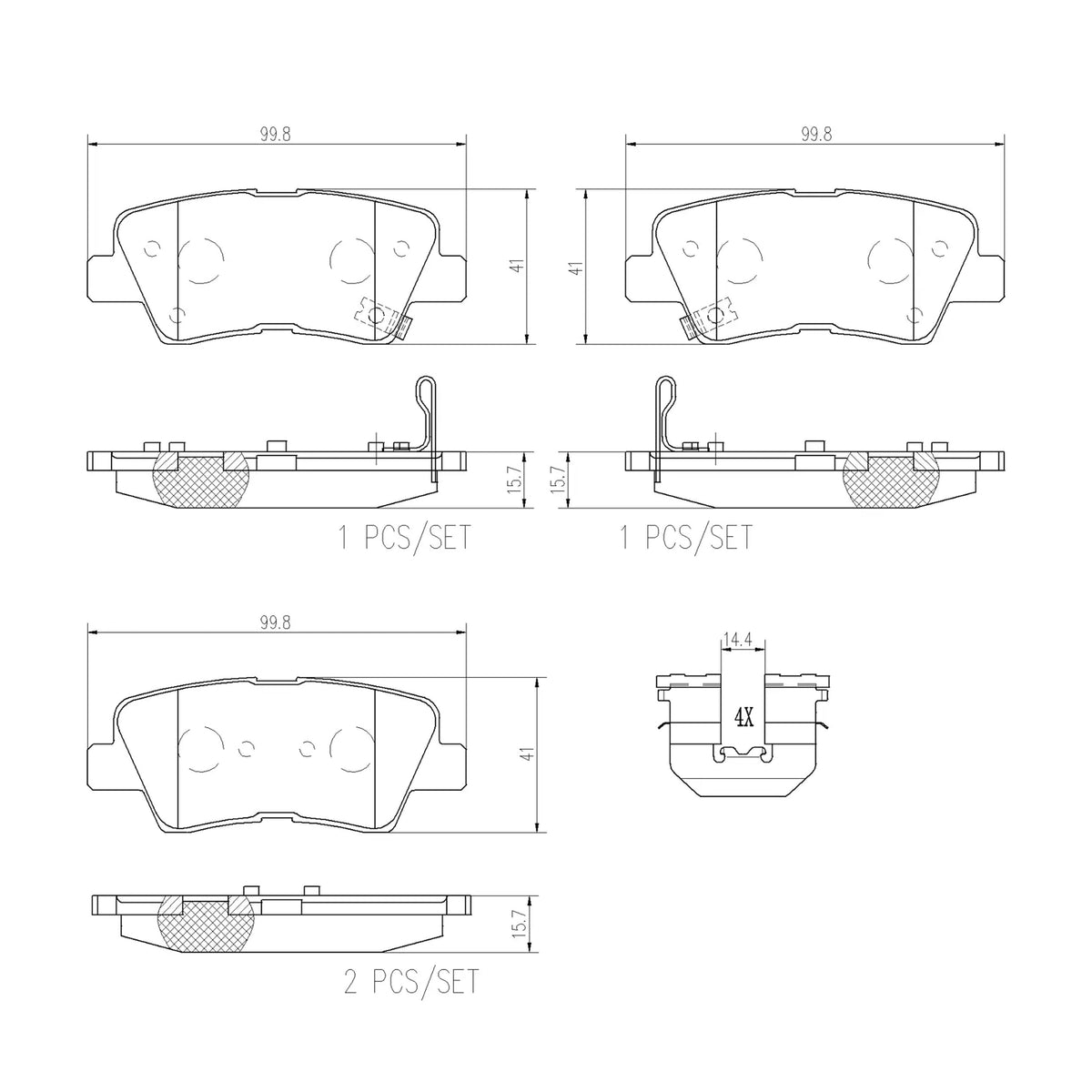 Brembo Rear Ceramic Brake Pad P30067N for Hyundai Accent 2011-2018, Kia Rio 2012-2017