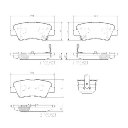 Brembo Rear Ceramic Brake Pad P30067N for Hyundai Accent 2011-2018, Kia Rio 2012-2017