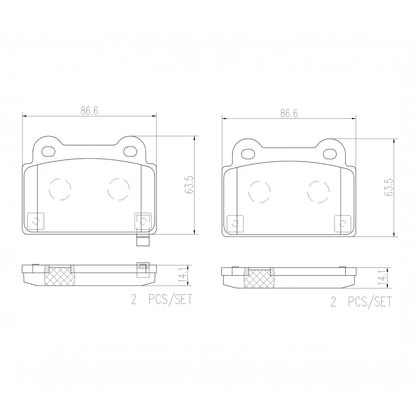 Brembo Rear Ceramic Brake Pad P54052N for Mitsubishi Lancer Evolution X 2007 - 2016