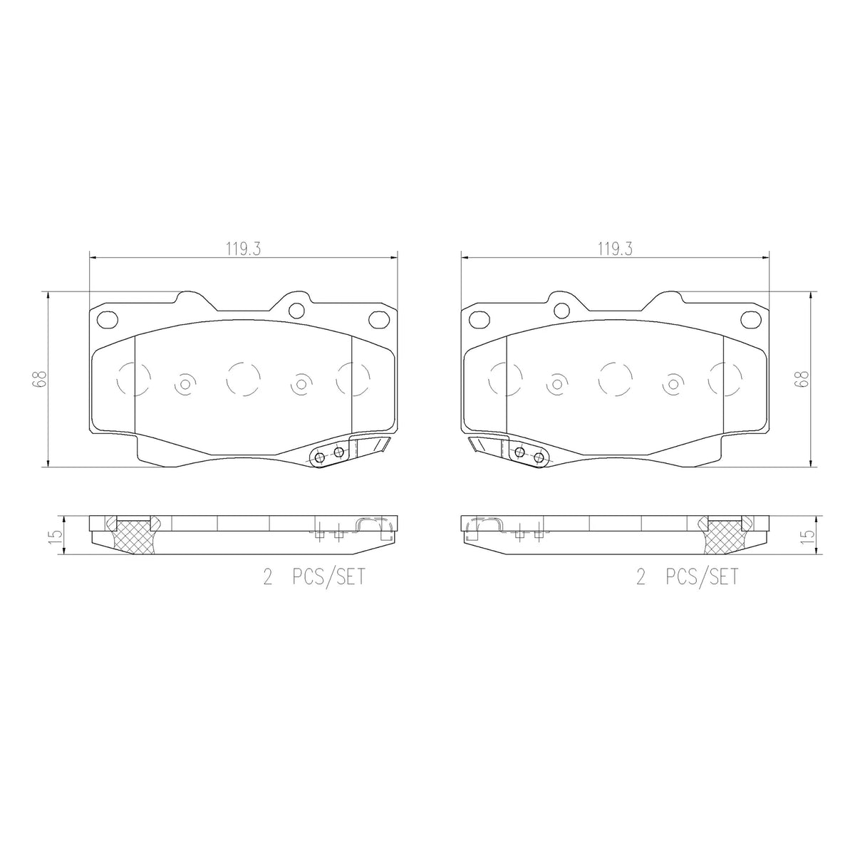 Brembo Front Ceramic Brake Pad P83069N for Toyota Fortuner 2005-2011, Hilux 2005-2011