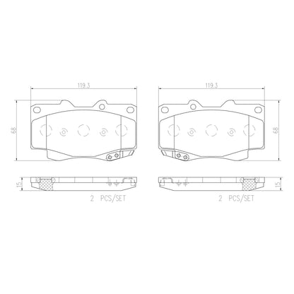 Brembo Front Ceramic Brake Pad P83069N for Toyota Fortuner 2005-2011, Hilux 2005-2011