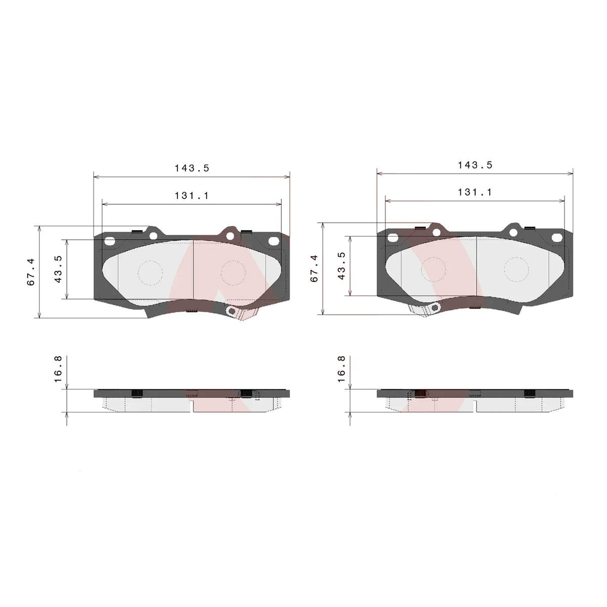 Brembo Front Ceramic Brake Pad P83140N for Toyota Fortuner 2011-2015, Hilux 2011-2015
