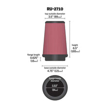 Load image into Gallery viewer, K&amp;N Universal Clamp-On Air Filter RU-2710 3.313" Inlet, 6.5" Height
