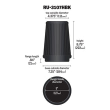 Load image into Gallery viewer, K&amp;N Universal Clamp-On Air Filter RU-3107HBK 5" Inlet, 8.75" Height Dryflow Oil-Free

