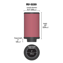 Load image into Gallery viewer, K&amp;N Universal Clamp-On Air Filter RU-3220 5" Inlet, 10" Height
