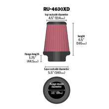 Load image into Gallery viewer, K&amp;N Universal Clamp-On Air Filter RU-4630XD 3.5" Inlet, 6.5" Height

