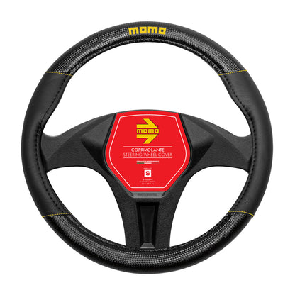MOMO Steering Cover Carbon Black/Yellow M