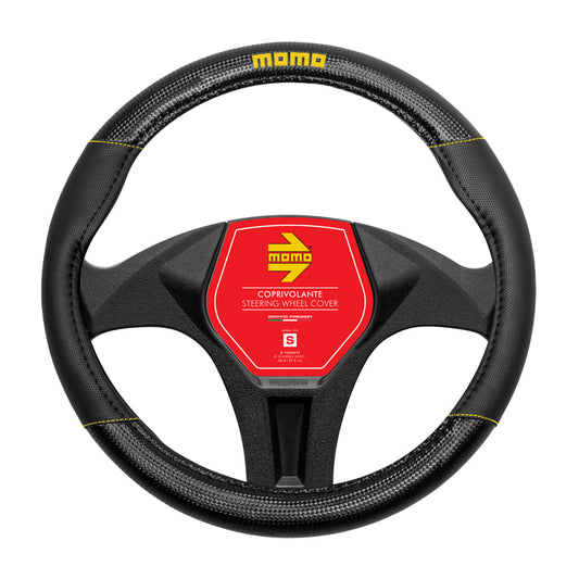 MOMO Steering Cover Carbon Black/Yellow M