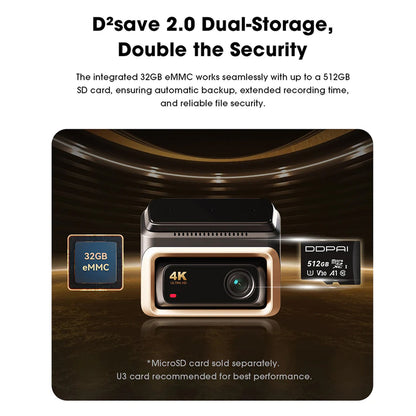 DDPAI Dashcam Z60 Pro 3-Channel 4K UHD Resolution
