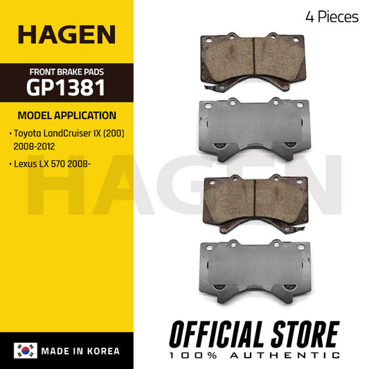 Hagen Front Brake Pad GP1381 for Toyota Landcruiser iX (200) '08-12, Lexus LX 570 '08-up