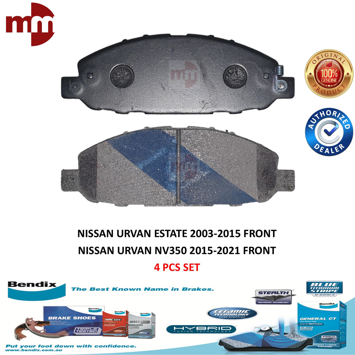 Hagen Front Brake Pad GP1447 for Nissan Urvan Estate E25 '03-06, NV350 '15-up