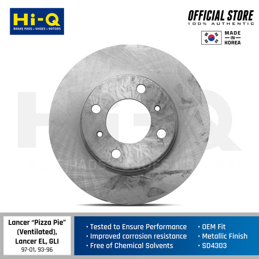 Hi-Q Front Rotor Disc for Mitsubishi Lancer "Pizza Pie" (Ventilated), EL, GLI (SD4303)