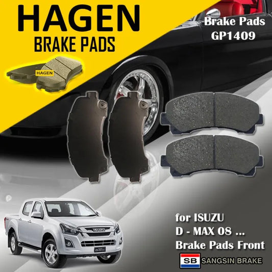Hagen Front Brake Pad GP1409 for Isuzu D-MAX '08-up, MU-X '13-up, Chevrolet Colorado, Trailblazer '12-up