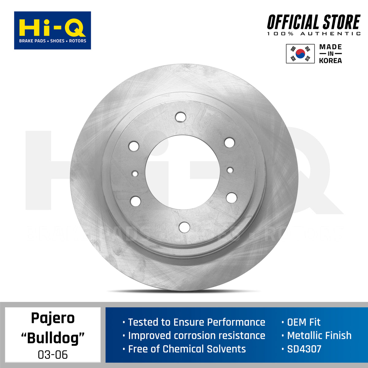 Hi-Q Rear Rotor Disc for Mitsubishi Pajero "Bulldog" (SD4307)