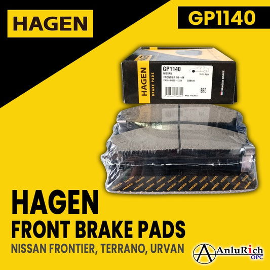 Hagen Front Brake Pad GP1140 for Nissan Frontier 4x2 '03-06, 4x4 '99-06, Pathfinder '92-95, Terrano '97-00, Urvan Escapade E24 '98-05