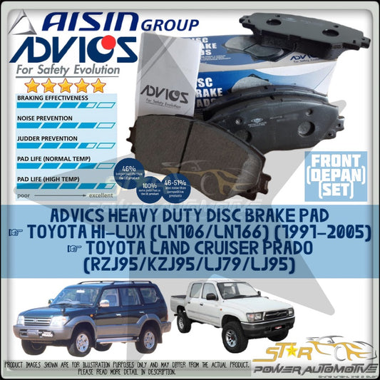 Advics Front Brake Pad T-Series for Toyota Hiace, Hilux 1983 - 1989